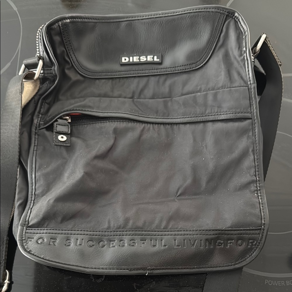 Diesel Black Messenger Bag with Adjustable Strap